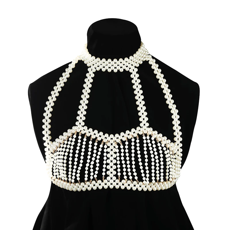 European And American Sexy Beaded Body Chain For Women, Beach Bikini Chest Chain, Openwork Vest, Bohemian-Style Party Dress