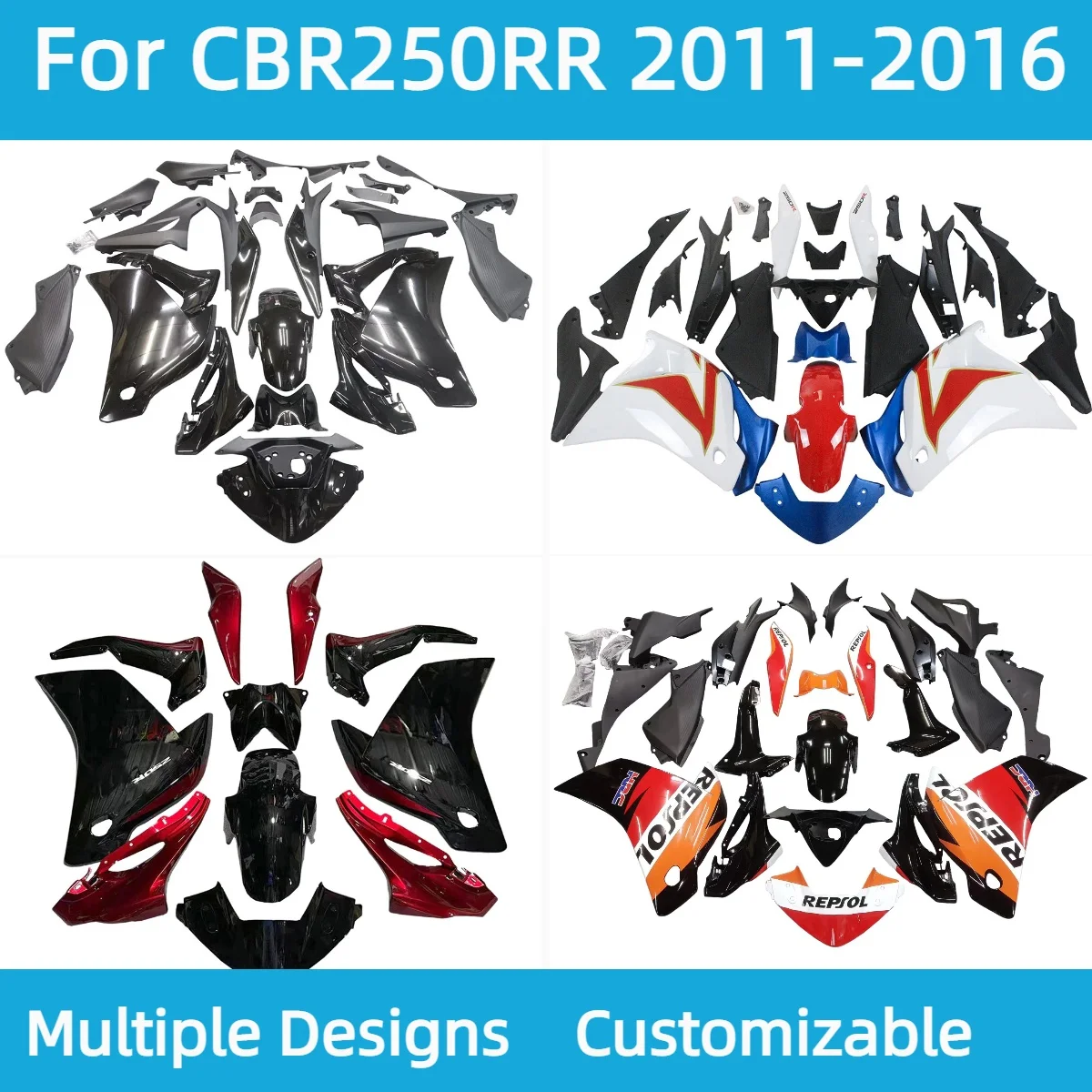 

ABS Plastic Fairing Kit for HONDA CBR250RR 2011-2016 Motorcycle Customized Injection High Quality Fairings CBR 250RR 11-16