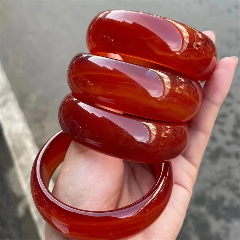 

Jia Le/ Natural Brazil Ultra Wide Red Agate Bangle Accessories for Women Fine Jewelry Banquet Party Bracelet Family Friends Gift