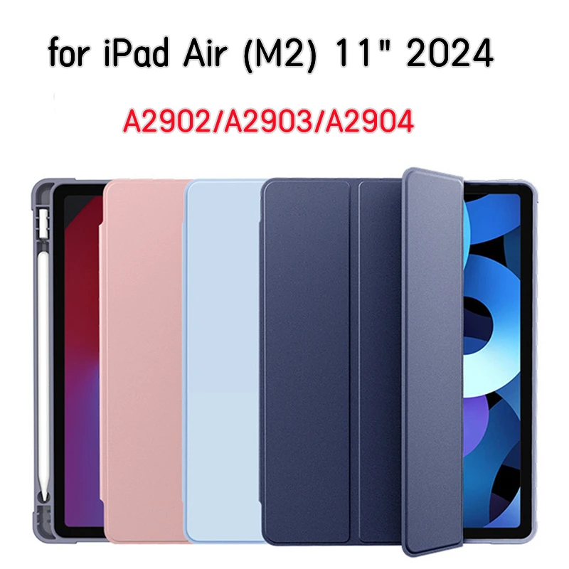 

For iPad Air 6th M2 11" 2024 Case with Pencil Holder Cover Funda Stand for Air 11inches 2024 for A2902/A2903/A2904