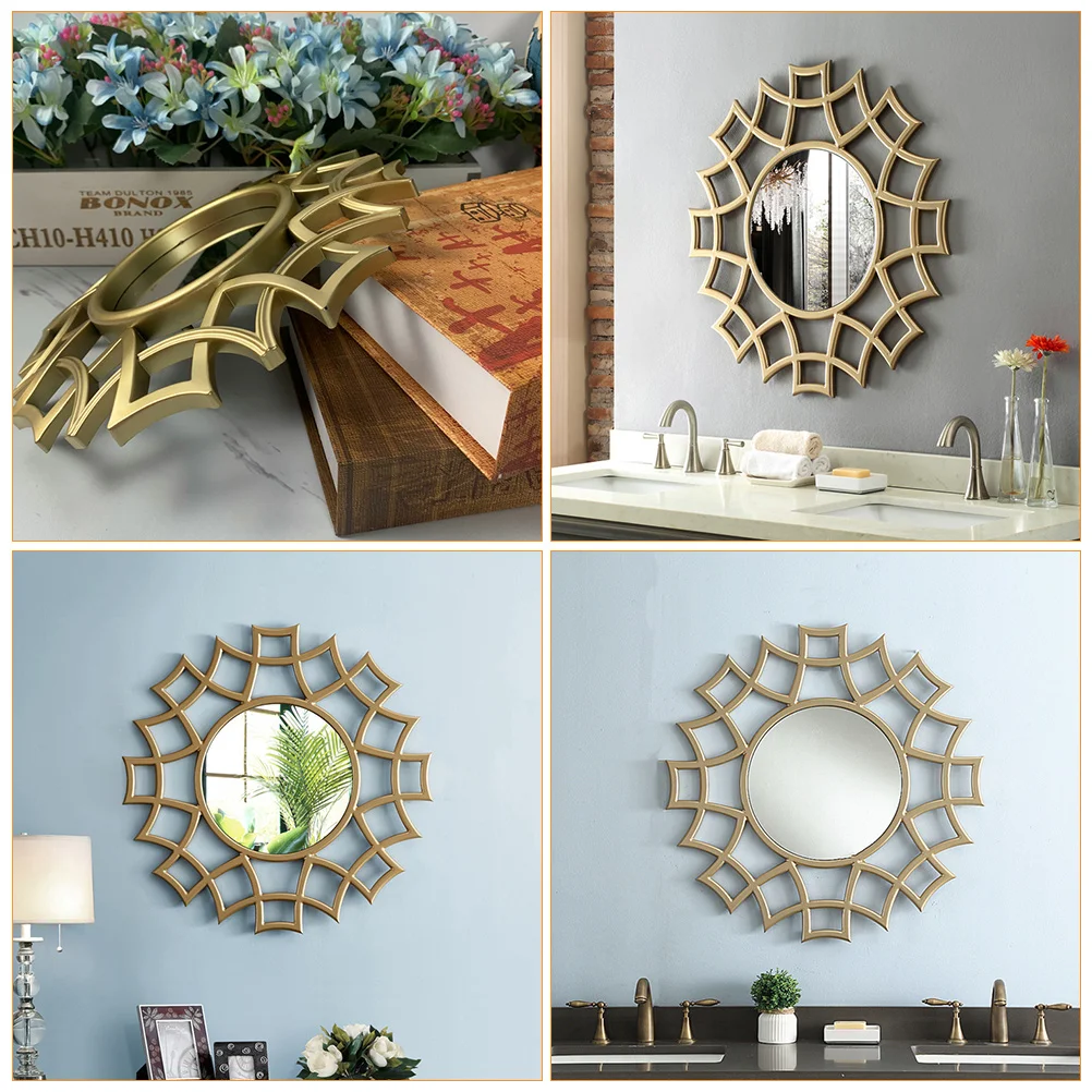 

3pcs Decorative Mirror Retro Frame Safe Home Decoration Living Room Bedroom Study Wall Mirror Pendant Glass Pendant