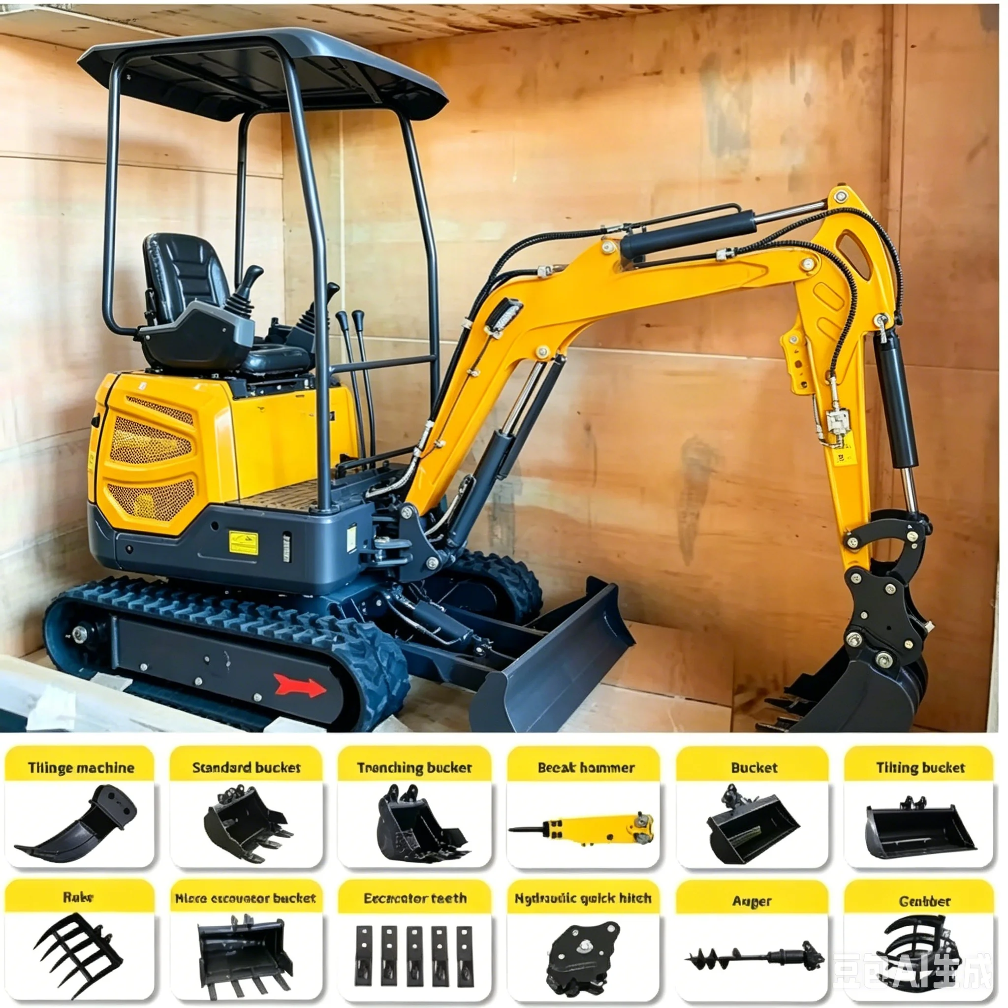 Cheap Mini Excavator 1500kg Rubber Track Small Digging Home Backyard Renovation Compact Mini Bagger Customized Fast Delivery
