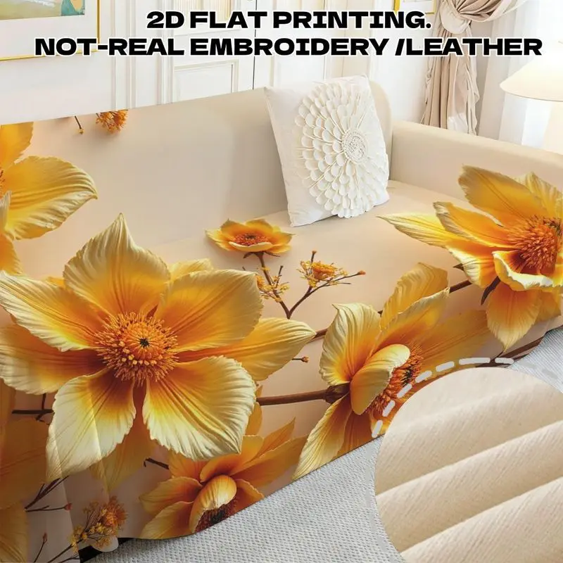 

Плед для дивана Chenier с принтом желтых цветов и натурального листья, подходит для украшения гостиной и дома.