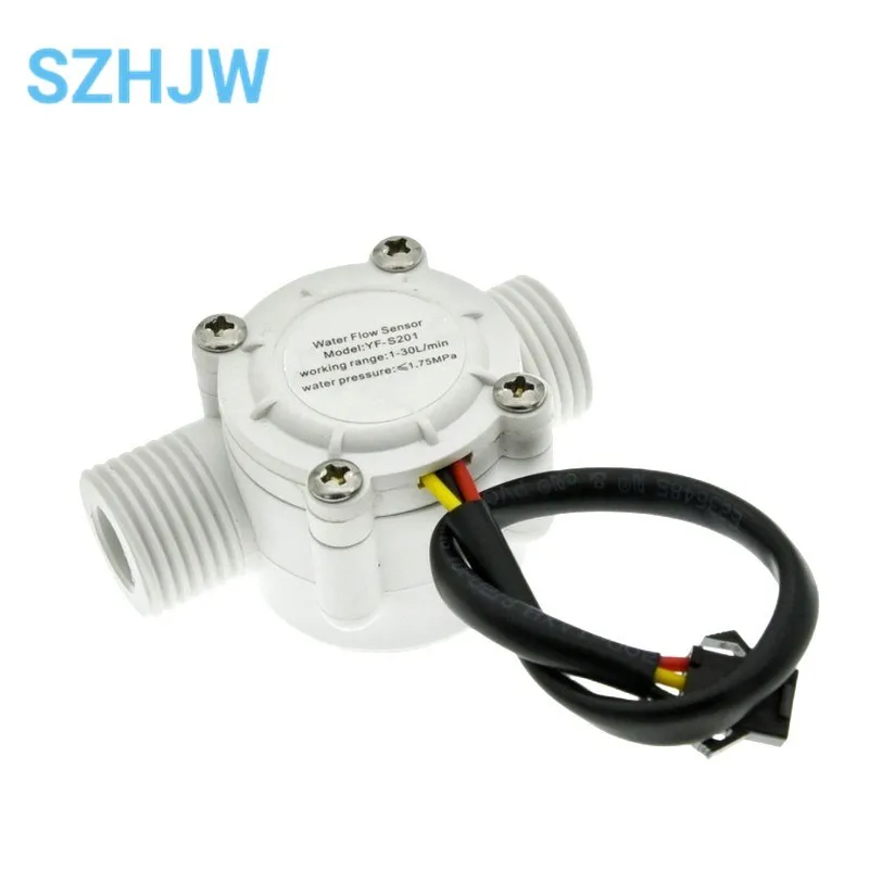 Water Flow Sensor 1-30L/min Hall Flowmeter Sensor Control Liquid Flowmeter Measure Instrument 2.0MPa YF-S201 for Arduino