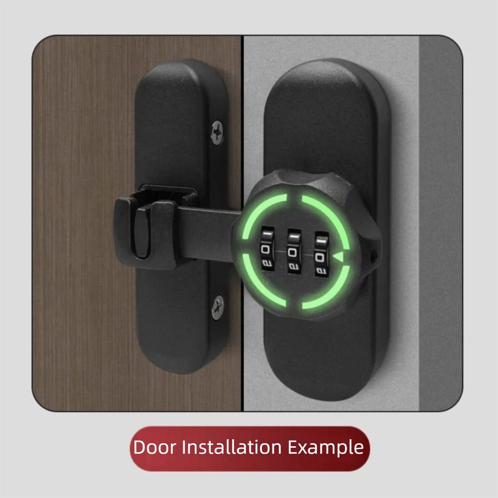 Zinc Alloy Password Lock 90/180 Degree Luminous Sign Sliding Door Lock High-Security 3-Digit Combination Combination Lock