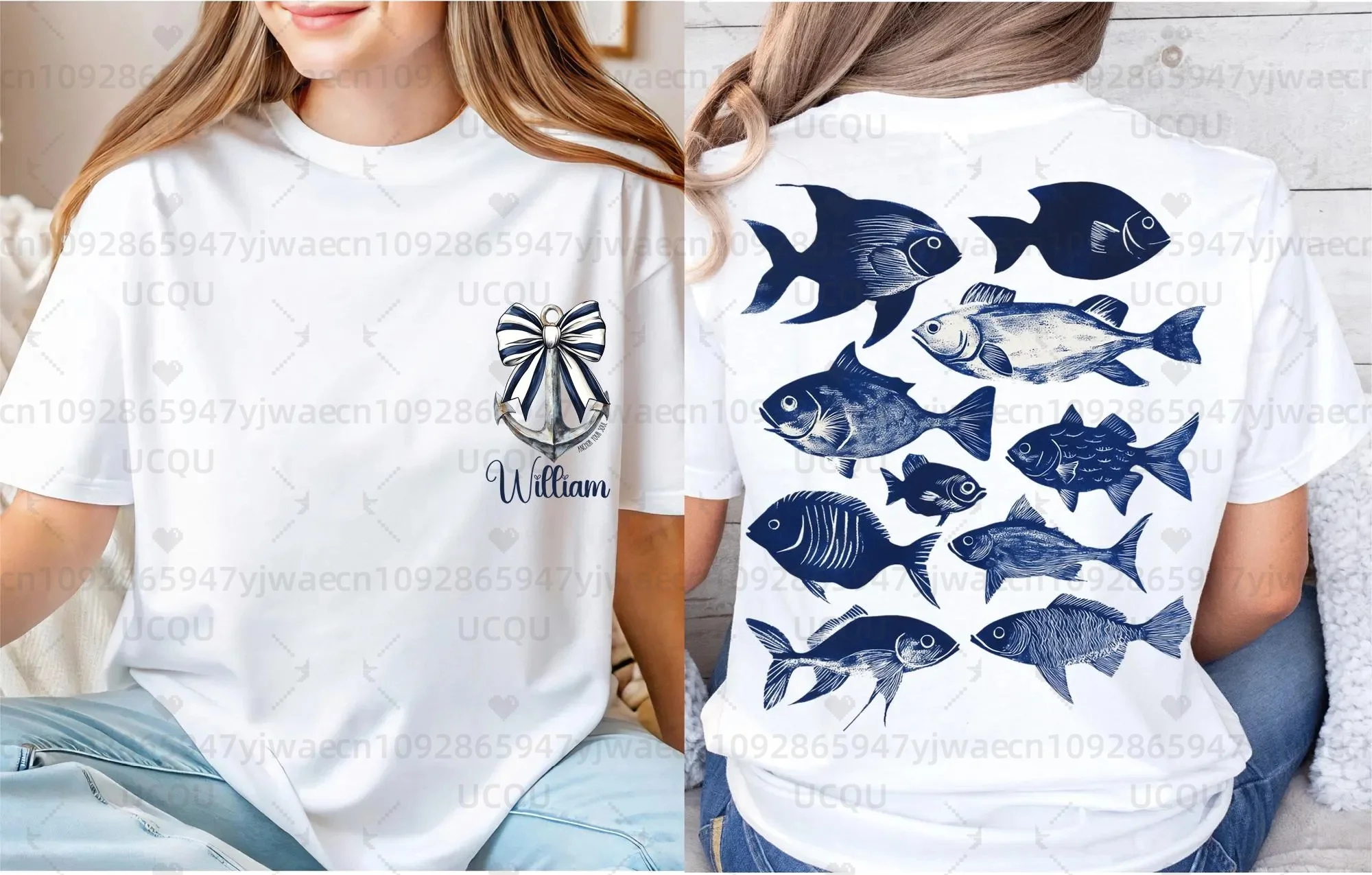 Camiseta náutica de peixe e âncora, sardinas estanhadas, peixe estanhado, amante de sardina, camiseta casual masculina de manga curta