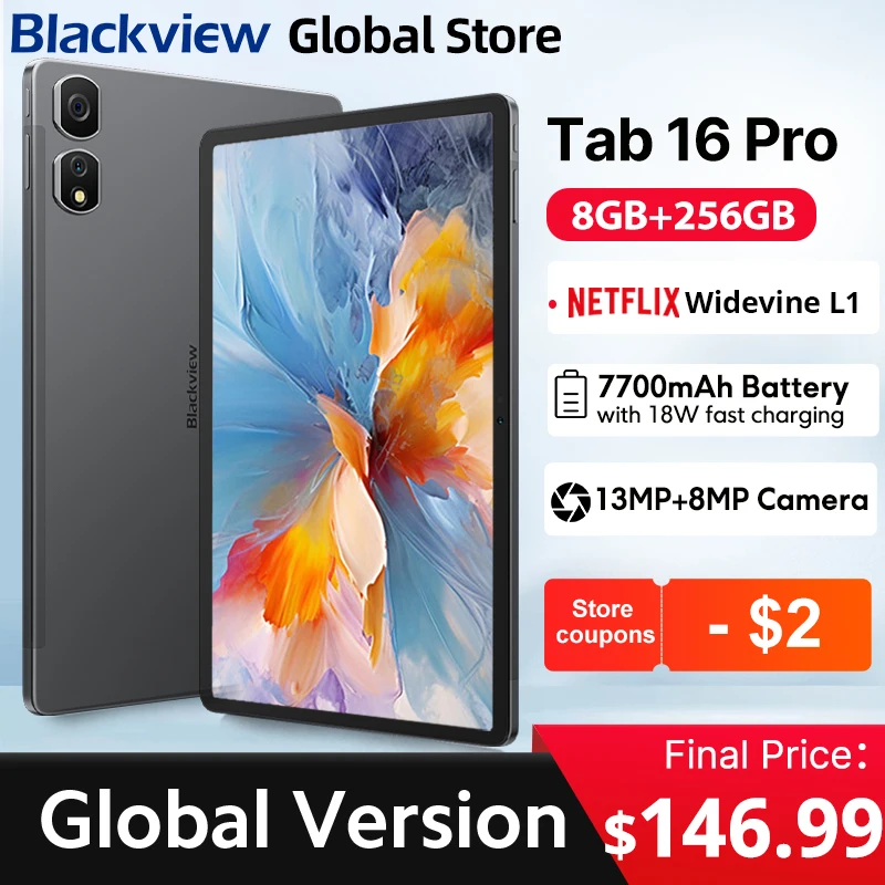 2024 Black view tab 16 pro tablet android 8gb 256gb 11 ''fhd display widevine l1 7700 mah batterie unisoc t616 tablet pc