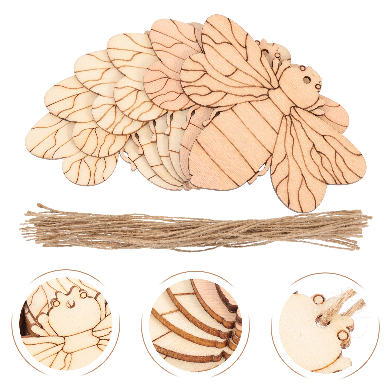 

50Sets Unfinished Wooden Slices Bee Shape DIY Craft Embellishment Graffiti Accessory Wood Pieces Unfinished Wooden Slice