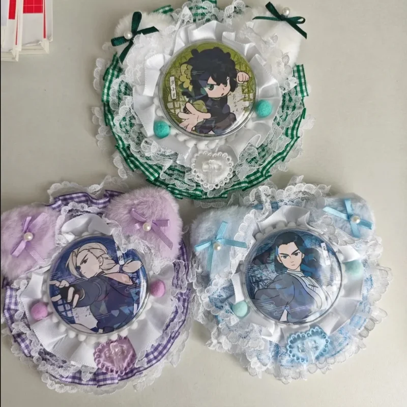 Cute Cat Ears Itabag Accessories Lace Ribbon Badge Holder Itabag Decoration Fill Badge Holder Handmade Badge Rosette