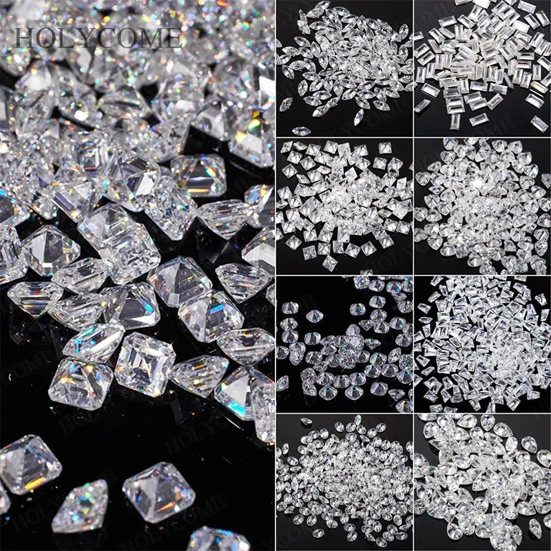 D Color Small Stone Mini Size Melee Loose Moissanite Gemstone Marquise Pear Oval Princess Rectangle Cut Beads for Custom Jewelry