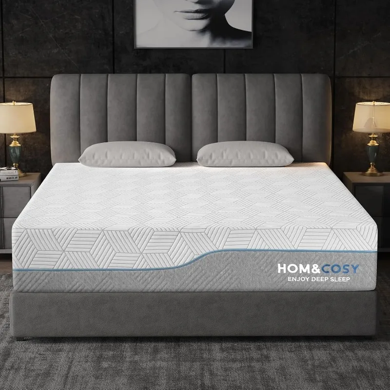 

home.Firm King Mattress 14 Inch with Luxurious Silk Cover, Cooling Green Tea/Gel Memory Foam Mattresses, Medium Firm/Firm M