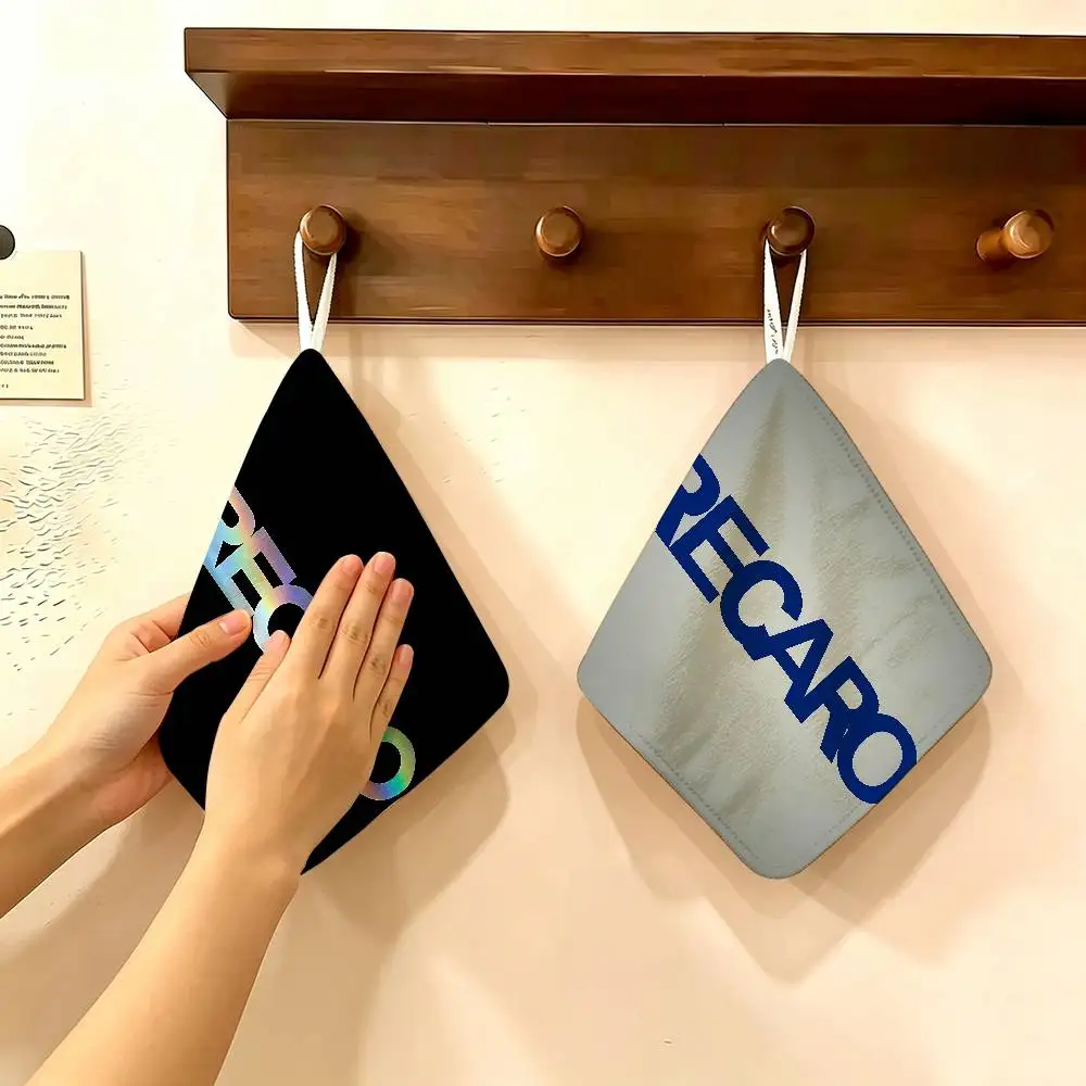 R-Recaros Logo Multi-scene Polyester Cotton Towel, Hanging Hand Wiping Cloth for Kitchen Bathroom Hotel