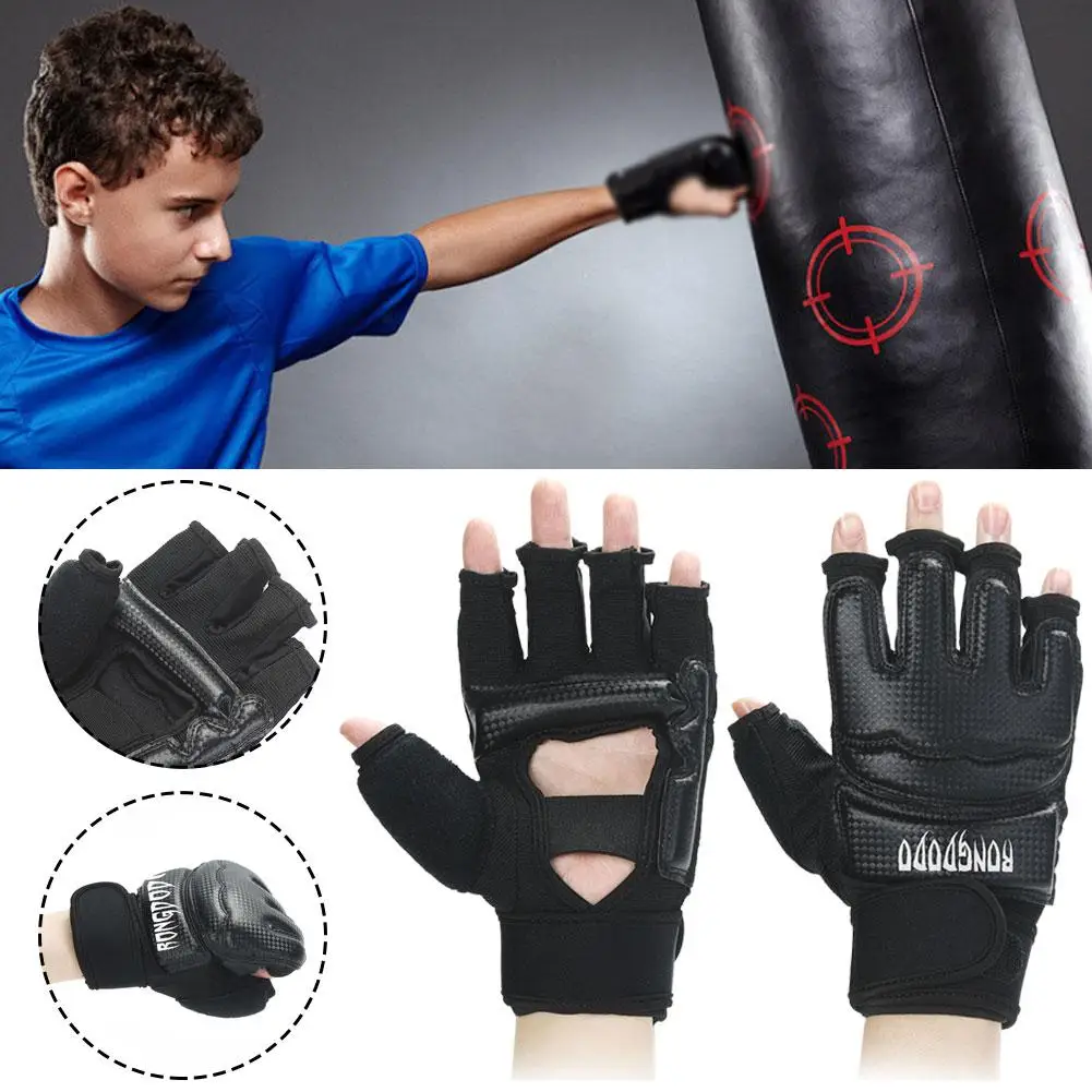 Boxing Half Finger Gloves PU Leather MMA Fighting Kick Training Thai Karate Muay Equipment Boxing Boxing Gloves V5I6