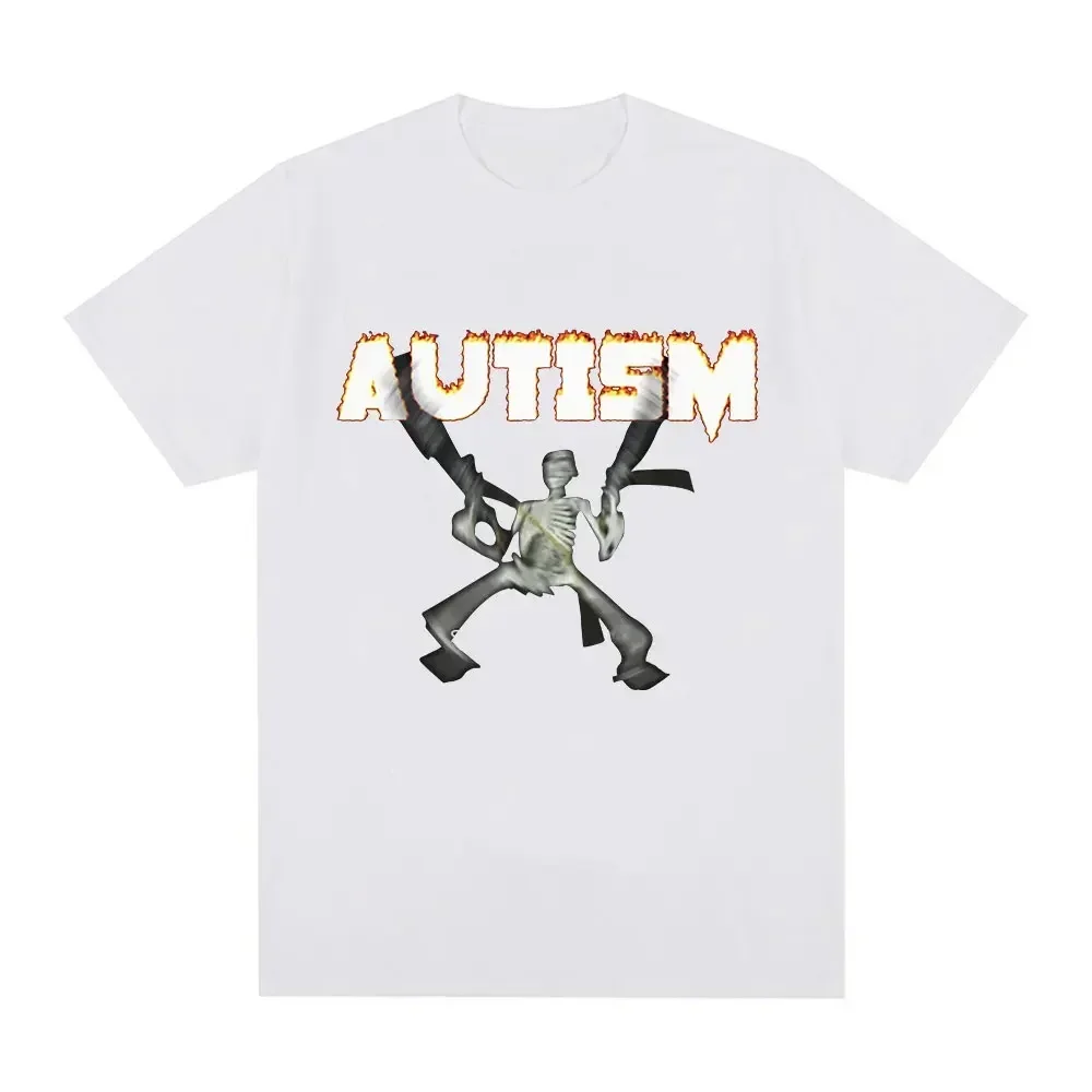 Autismo Scheletro Meme T Shirt Umorismo Divertente Teschio Uomo Donna Moda Hip Hop T-shirt Casual Cotone Manica corta T-shirt oversize