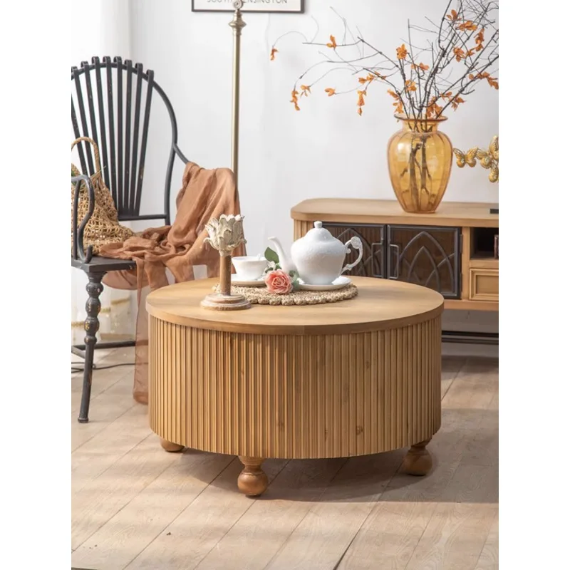 Nordic simple solid wood round coffee table sofa side few living room cafe small round table balcony tea restaurant corner table