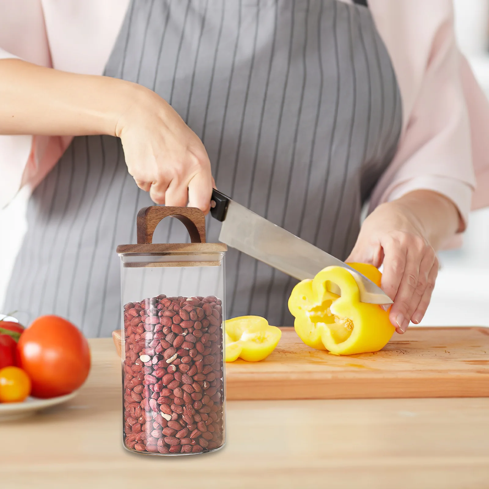 

Glass Canister with Airtight Lid Clear Storage Jar Seamless Sealed Container Multipurpose Tea Coffee Sugar Holder