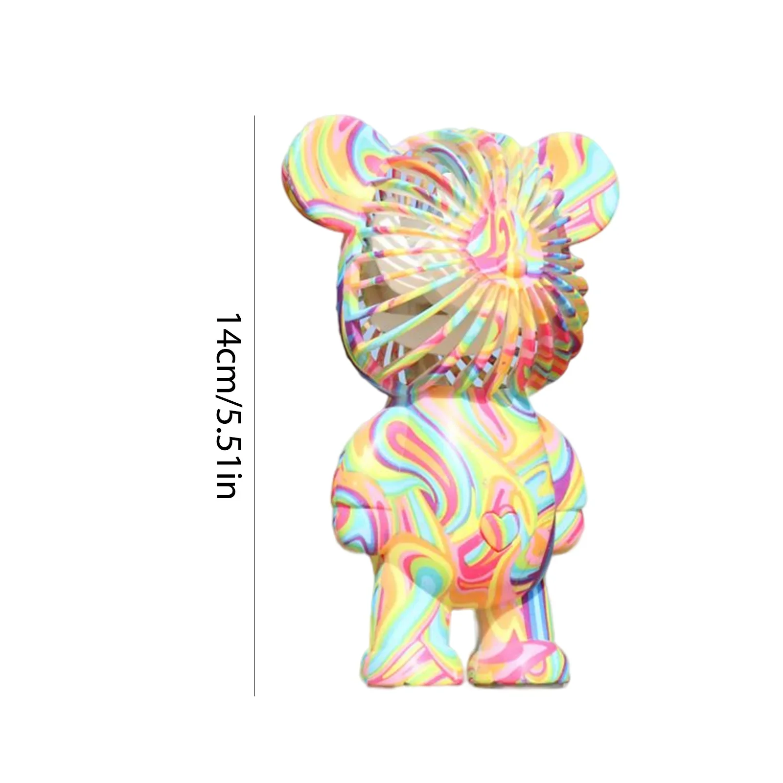 Graffiti Bear Handheld Fan USB Rechargeable Air Cooling Fan Electroplating Gradient 3-speed for Home Office Study