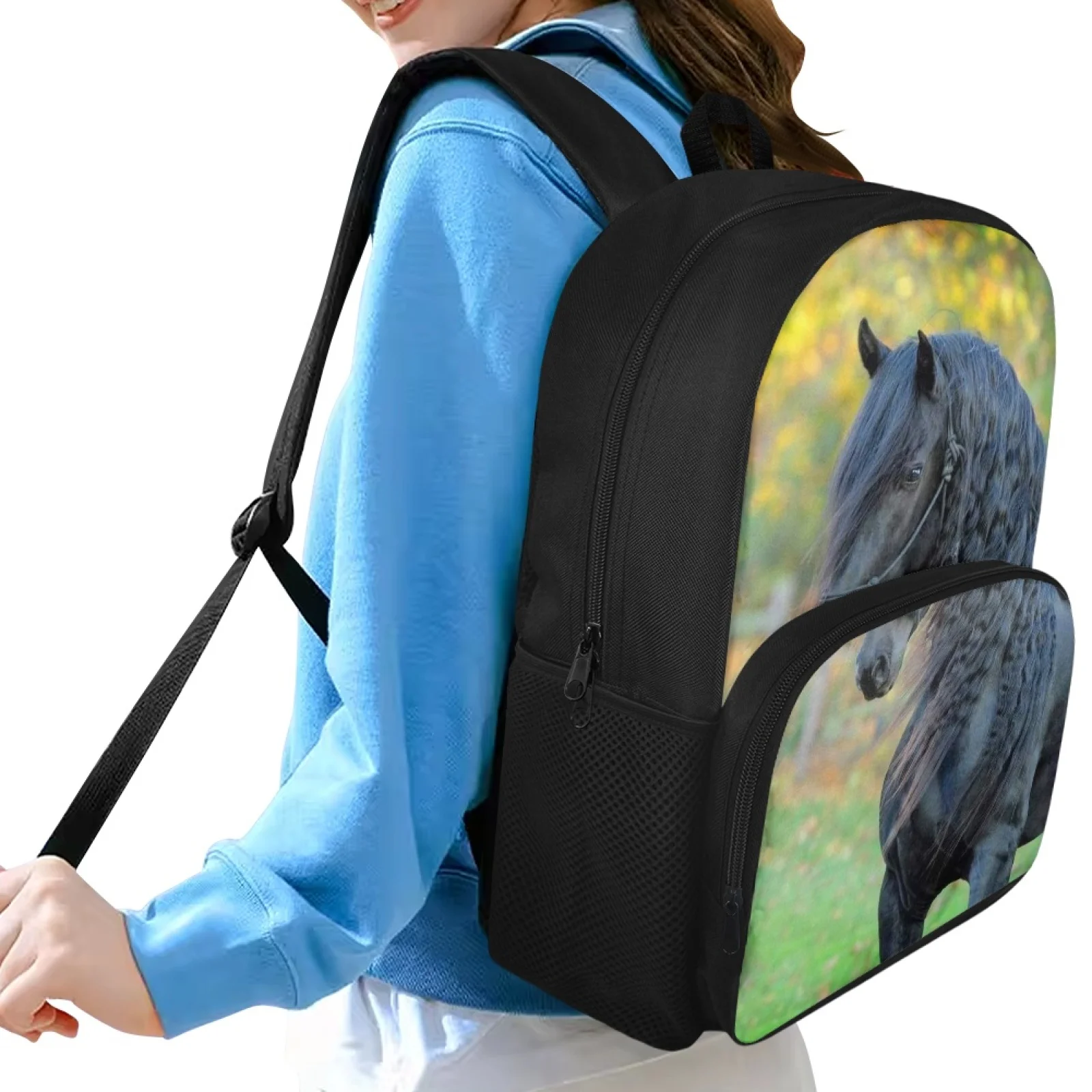 15inch Kids Backpack Cute Horse Print Children Backpacks School Bag For Boys Girls Back Pack Schoolbag Student Bookbag Book Bags