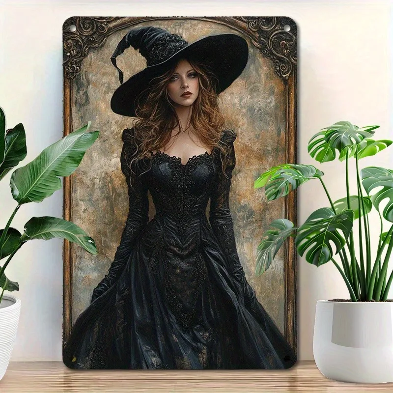 

Witch Themed Signs for Home & Garden - Funny Holiday Wall Art, Easy Install, Durable Metal Decor, Perfect for Room Decor