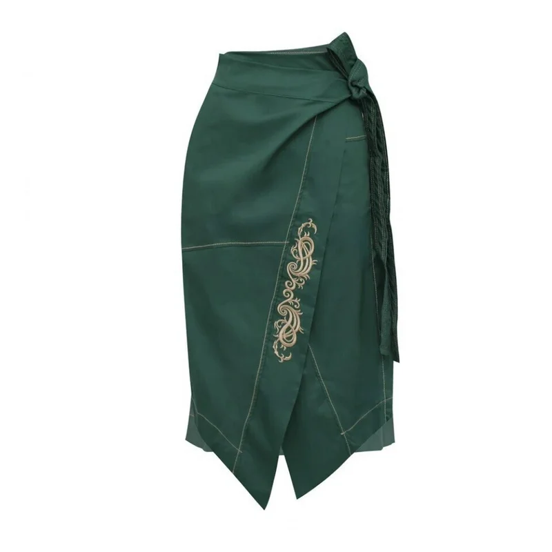 QICHE Women 2026 Exquisite Embroidered Mini Skirt Button‑Decor Blouse Two‑Piece Outfit Set