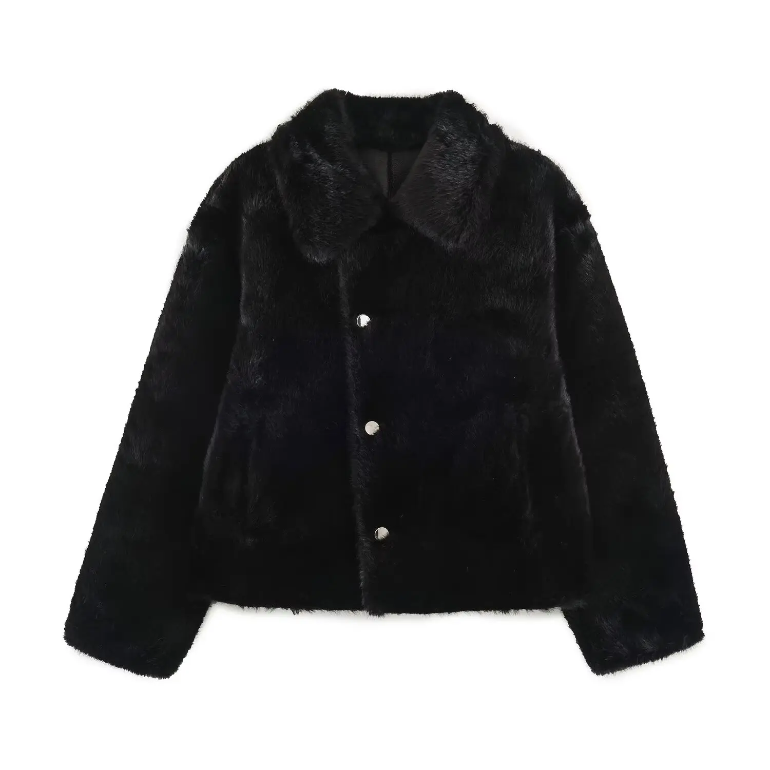Double-Sided Two-Way Wear Jacket 8073 251 Casual Style Standard Fit Polyester Fabric Women's Short Outerwear Button Closure