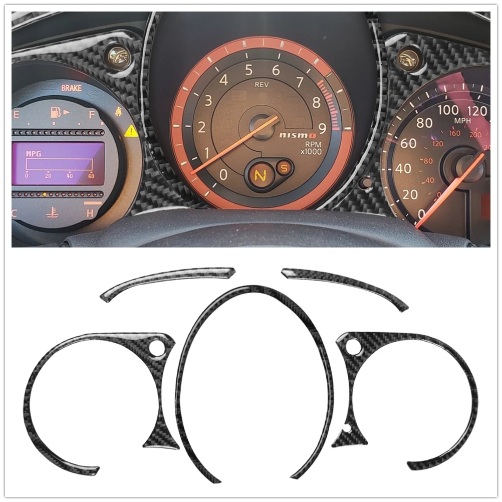 

Carbon Fiber Dashboard Gauge Pod Panel Cover Sticker Board Trim Dash Speed Frame For Nissan 370Z Z34 2009-2022