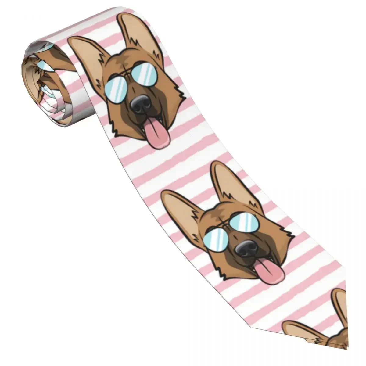 Classic Tie Men Neckties for Wedding Party Business Adult Neck  Casual German Shepherd Dog With Glasses