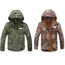 Custom LOGO autumn winter men's waterproof camouflage jacket outdoor tactical mountaineering camouflage warm fleece soft shell