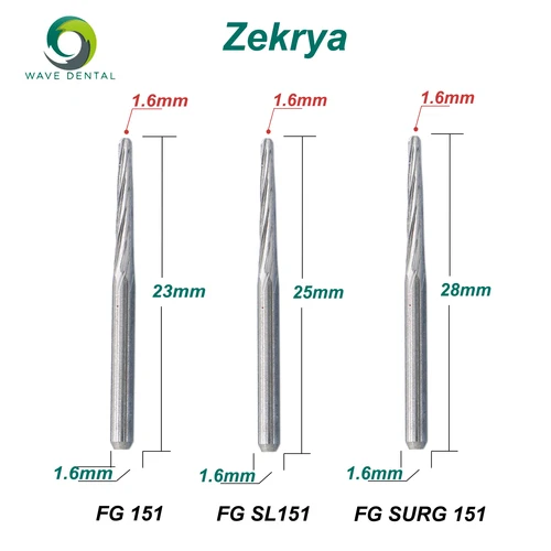 Imagen 2 del producto 5 unids/pack onda fresas de extracción Dental Zekrya fresas Dental carburo de tungsteno fresa FG 1,6mm para pieza de mano de alta velocidad FG151