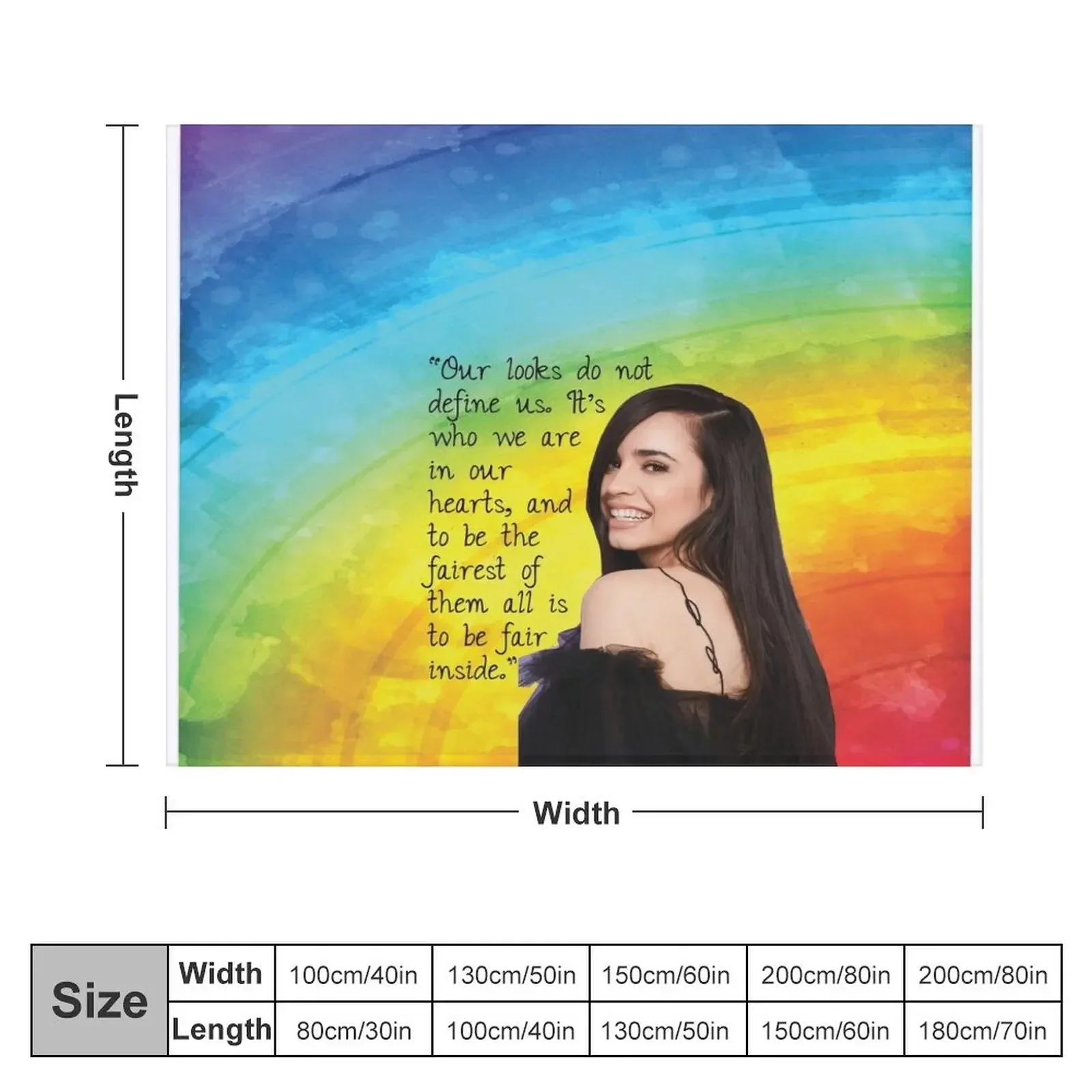 Sofia Carson Rainbow Quote Throw Blanket Luxury Thicken Shaggy Bed covers Blankets