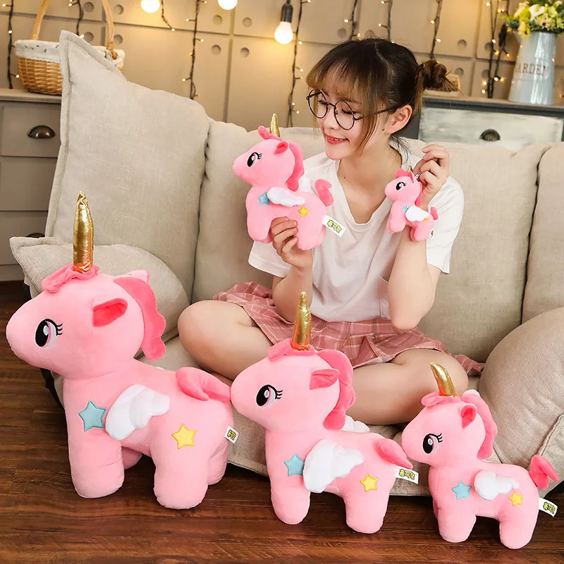 20/30cm Pink Unicorn Plush Toy Baby Kids Sleeping Pillow Doll Animal Stuffed Pegasus Plush Toy Birthday Gifts for Girls Children