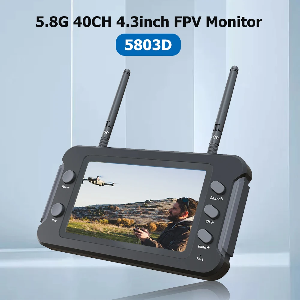 

4.3 Inch LCD Display 5803D 5.8G FPV Monitor with DVR 40CH 16:9 800*480 NTSC/PAL Auto Search Video Recording RC FPV Multicopter