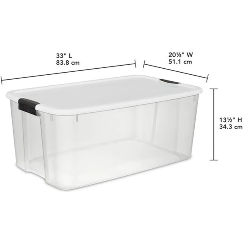 Sterilite 116 Qt Ultra Latch Box, Stackable Storage Bin with Lid, Plastic Container with Heavy Duty Latches to Organize