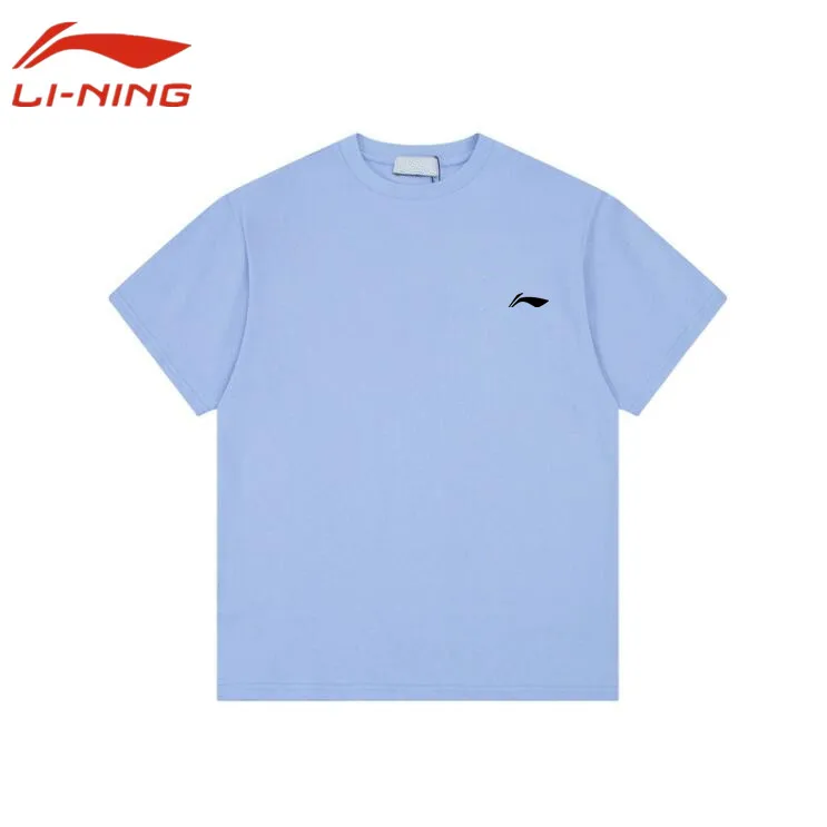 Модные летние мужские/женские футболки Li-Ning из 100% хлопка, футболка с круглым вырезом и коротким рукавом с мультяшным медведем и надписью, одежда, топы, футболки