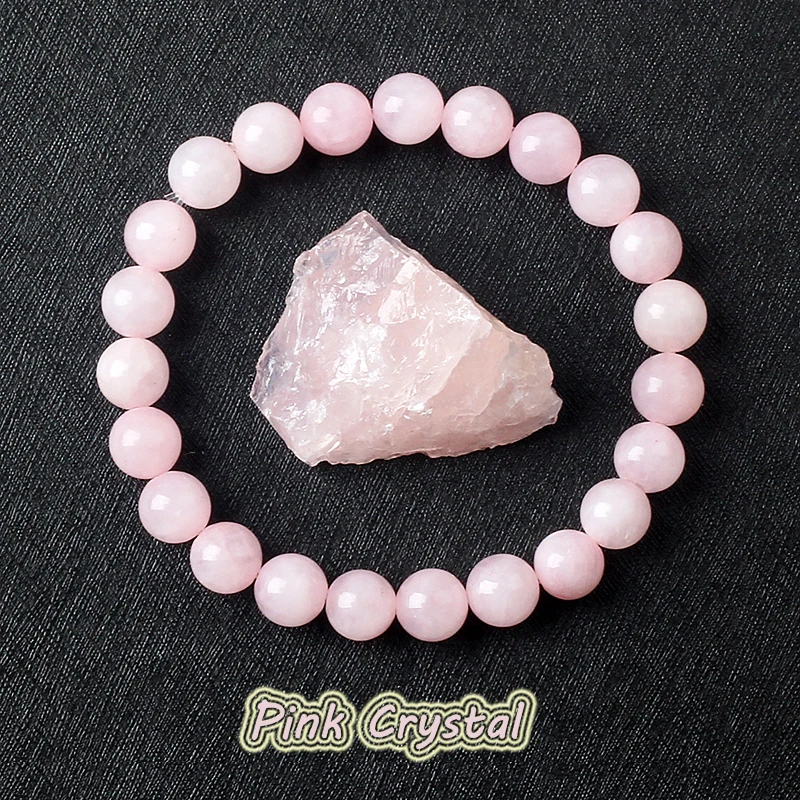 Original Pink Rose Powder Crystal Quartz Bracelets for Women Natural Stone Stretch Bracelets Homme Purify Soul Jewelry Pulsera