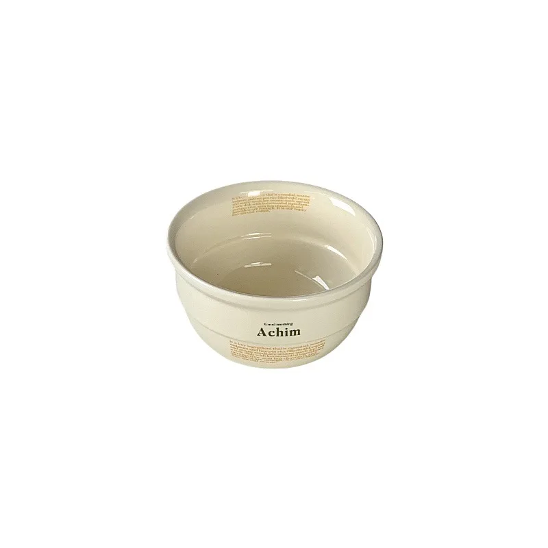 Korean Style Ceramic Bowl Set Dessert Salad Bowl Breakfast Oats Sweet Ins Popular Sandalwood Shape Alphabet Pattern Dining Ut...