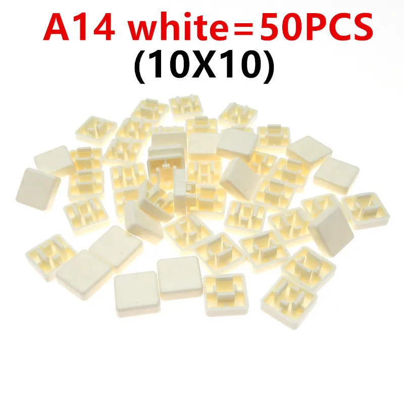 50pcs A14 10X10 short square foot switch button cap matching 12*12*7.3 switch Using switch cover button cap