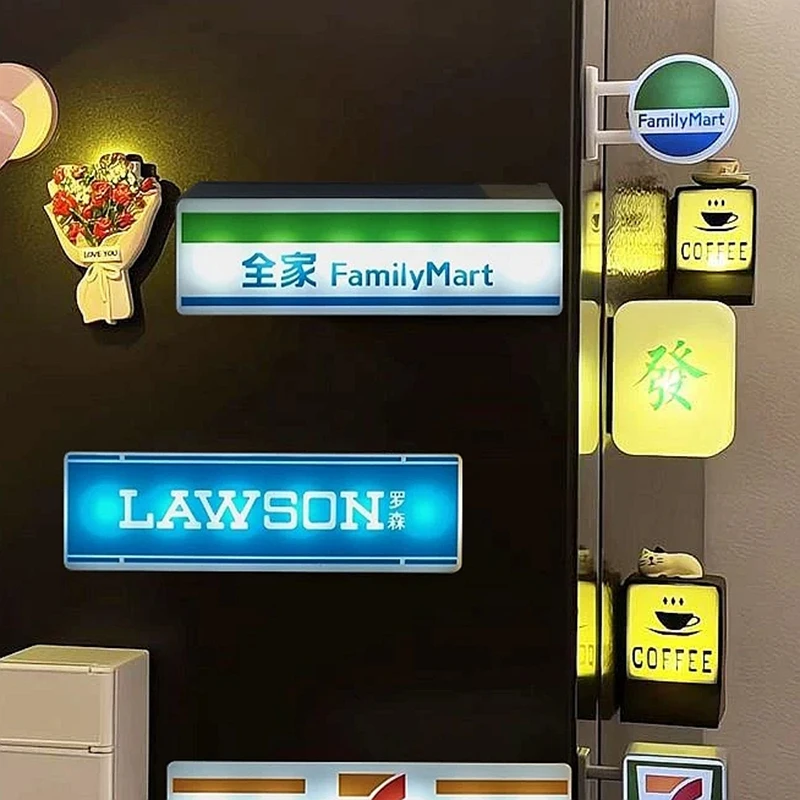 

Refrigerator Sticker Convenience Store Sign Mini Freezer Illuminate Magnetic Refrigerator Sticker Creative Home Decor Gadget
