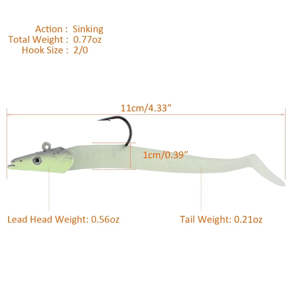Goture 1pcs 11cm 22g Soft Fishing Lure Bass Fishing Lure Lead Hard Jig Fish Head Artificial Bait PVC Body Lures Swimbait