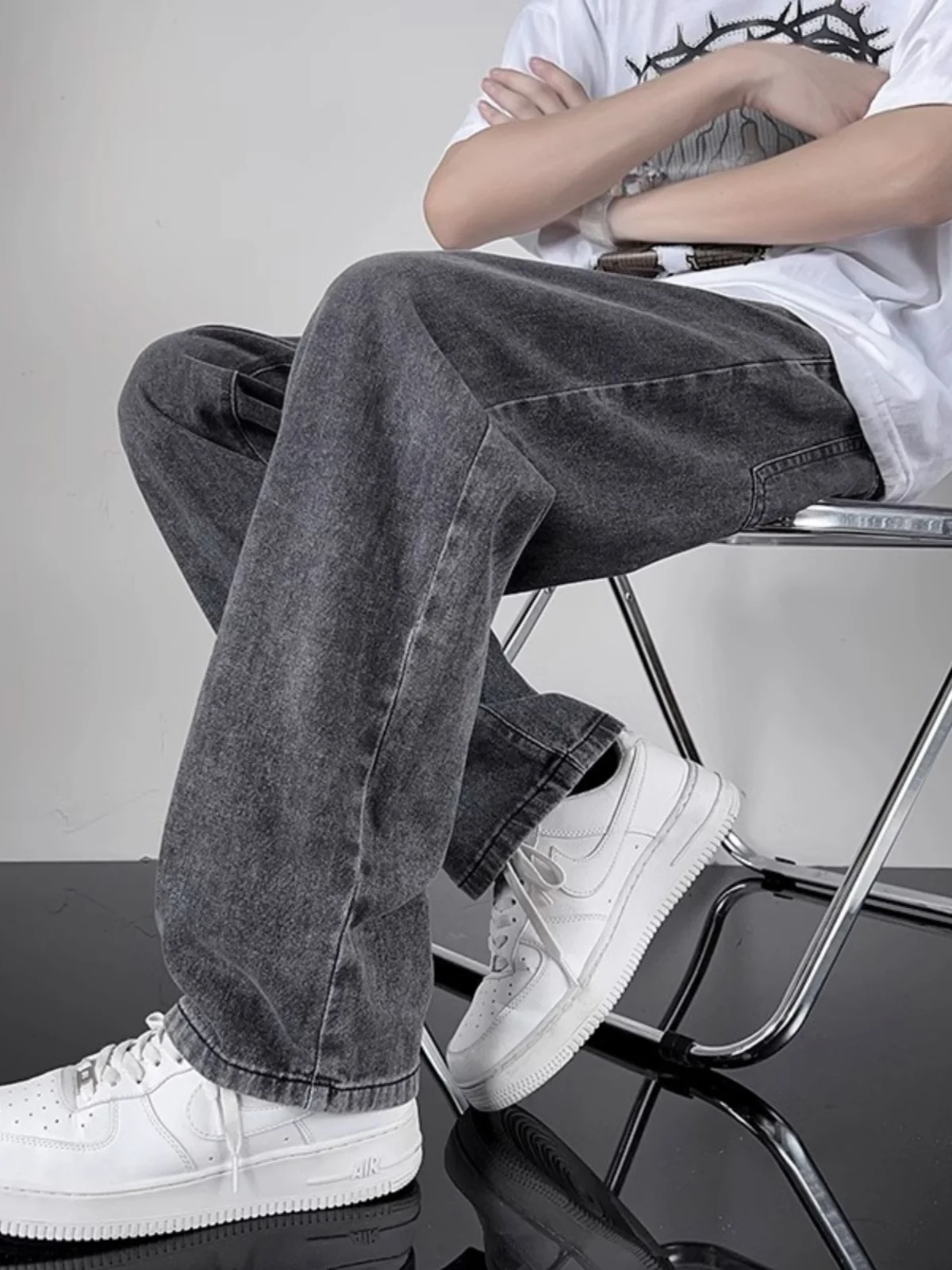 

Retro American Style Loose Men's Jeans Straight Leg Wide Leg Pants Trendy Brand Youthful Casual Long Trousers Autumn New