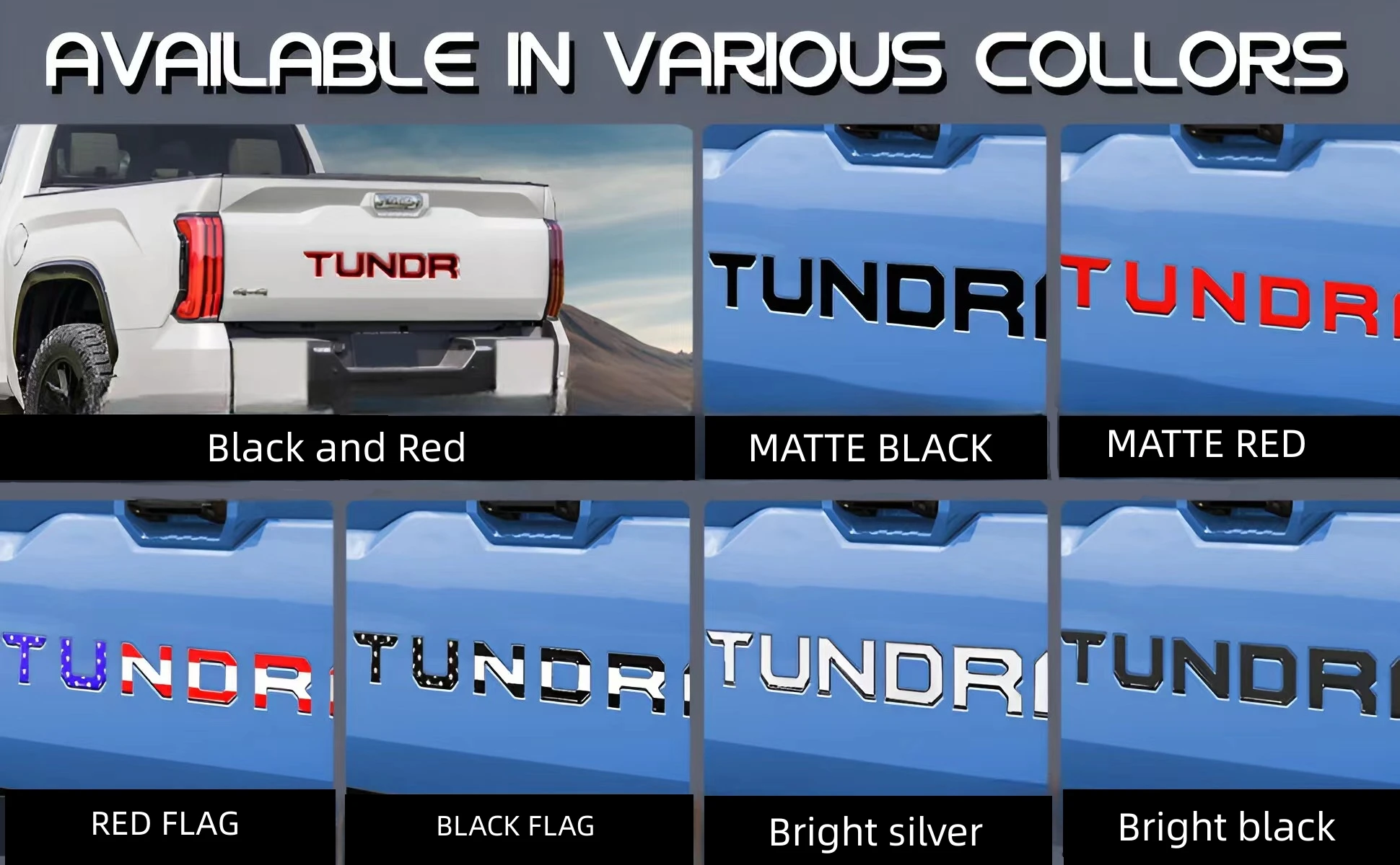 Applicable For Toyota Tundra Car Logo 3d Tailgate Letters Tundra 2022-2024 Tail Box Large Label Abs Pickup Tail Box Sticker