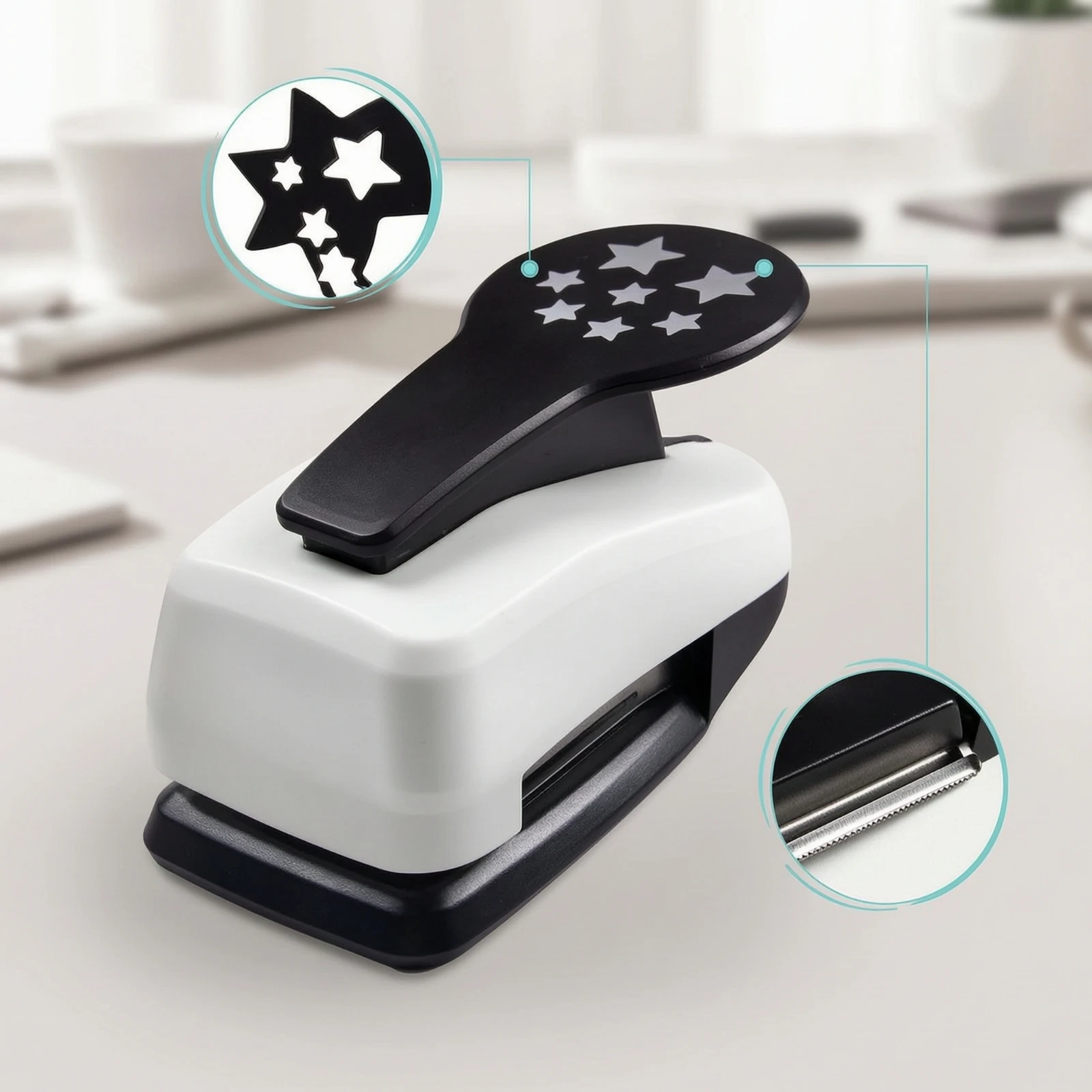 Paper Punch with Lever Desktop Lever Punch Stamp Puncher No Jamming Easy to Use for Crafters, Scrapbooking, Card Making