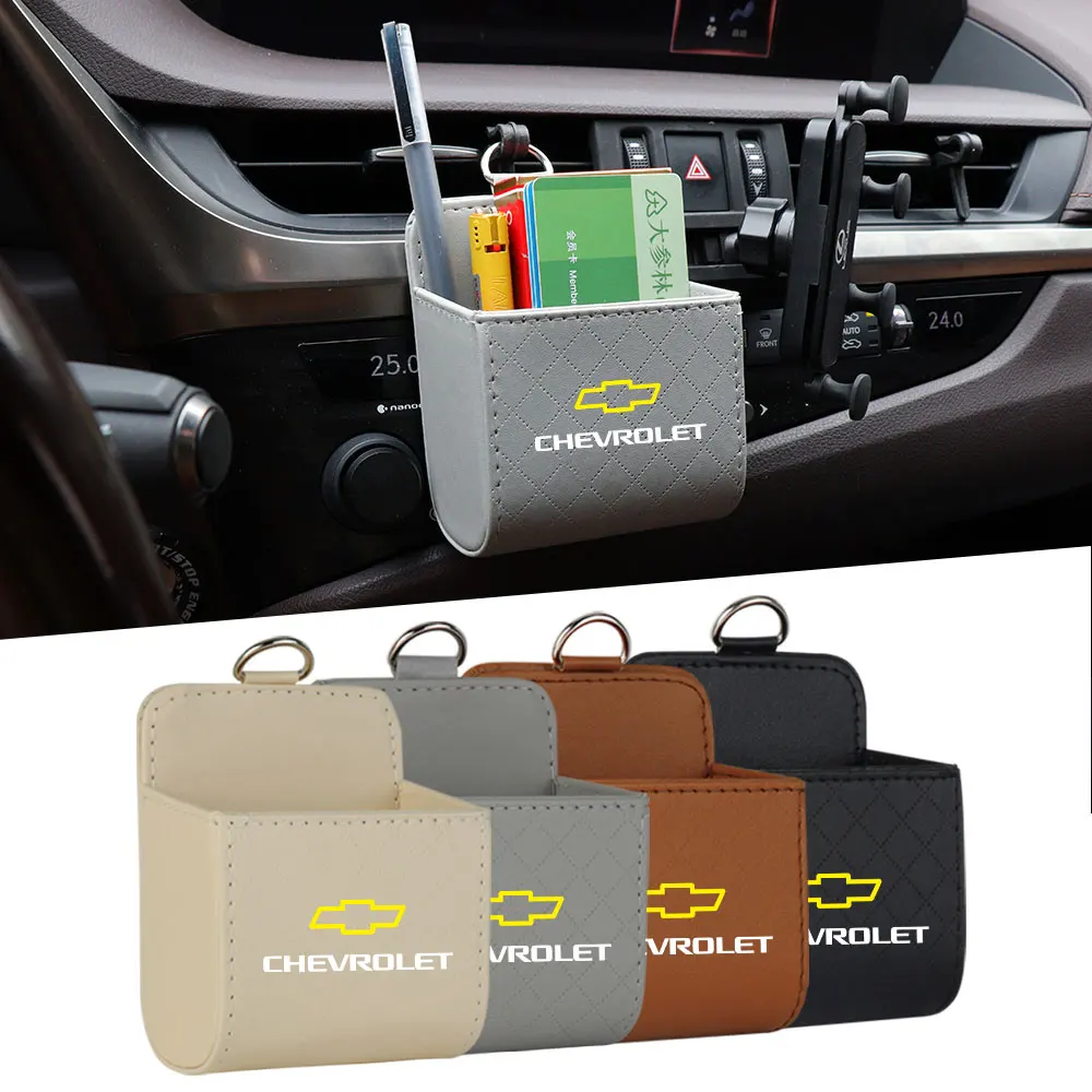Caixa de armazenamento de couro para ventilação de ar do carro, organizador, sacos para chevrolet cruze lacetti sonic spark vela 3 aveo cobalto captiva trax