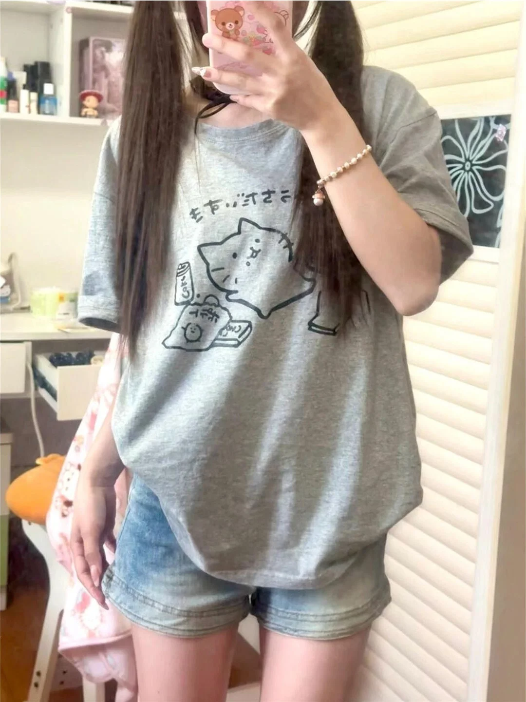 

Original Print Summer Short Sleeve T-Shirt Women's Loose Fit Casual Style Korean Version Soft Material Spring Fashion