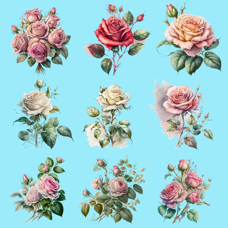 Exquisite Rose dtf patches for clothing Heat Transfer On Clothes transfers ready to press Iron On Patches For Clothing.
