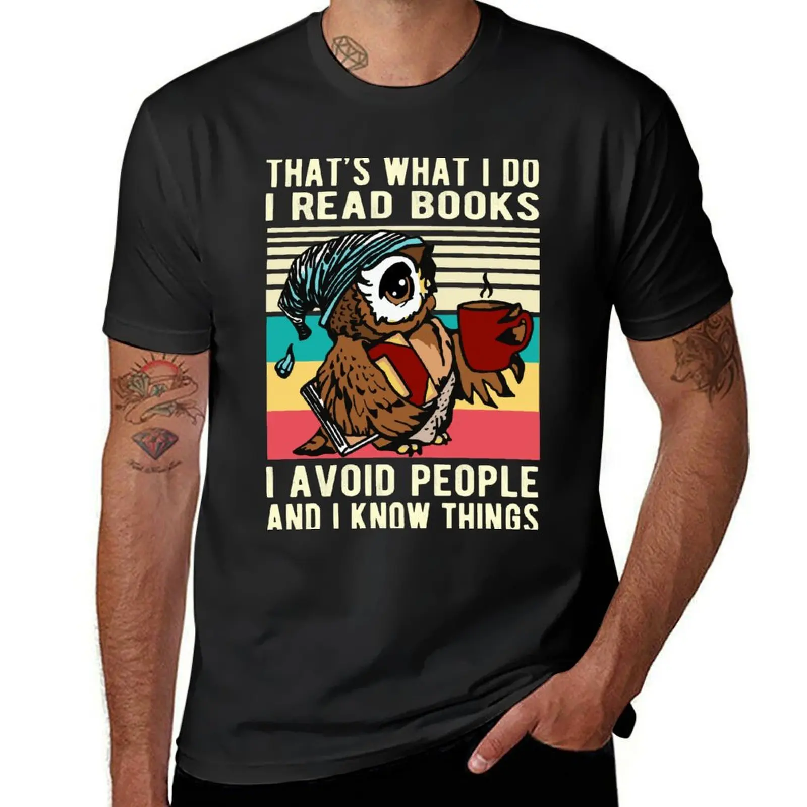 Funny Owl That's What I Do I Read Books I Avoid People And Know Things Owl Gift T-Shirt blacks men clothes