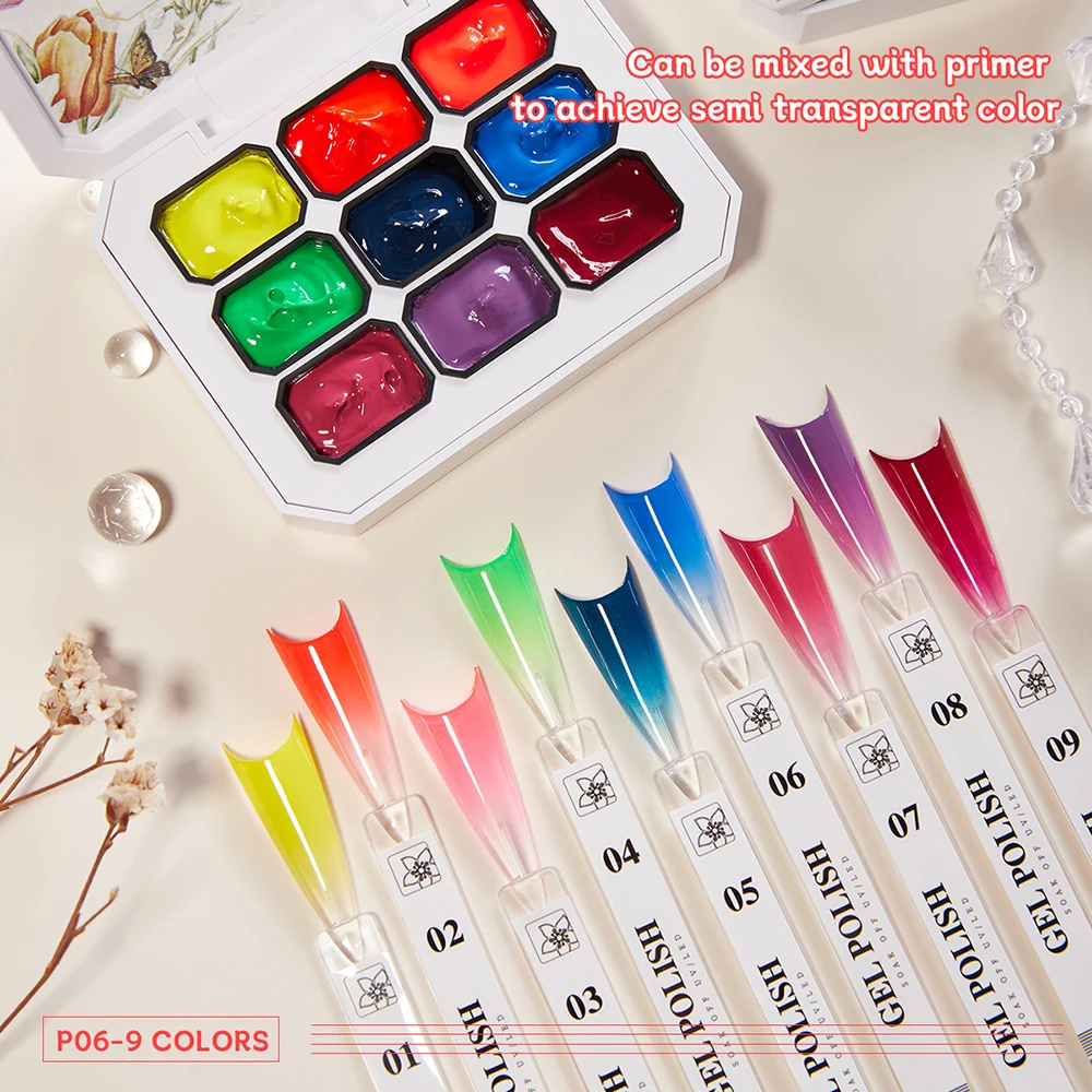 Vendeeni 9 Grid Colorful Patting Painting Gel Nail Polish Gradient UV LED Soak Off Gel Varnish Transfer Design Pat Gel Lacquer