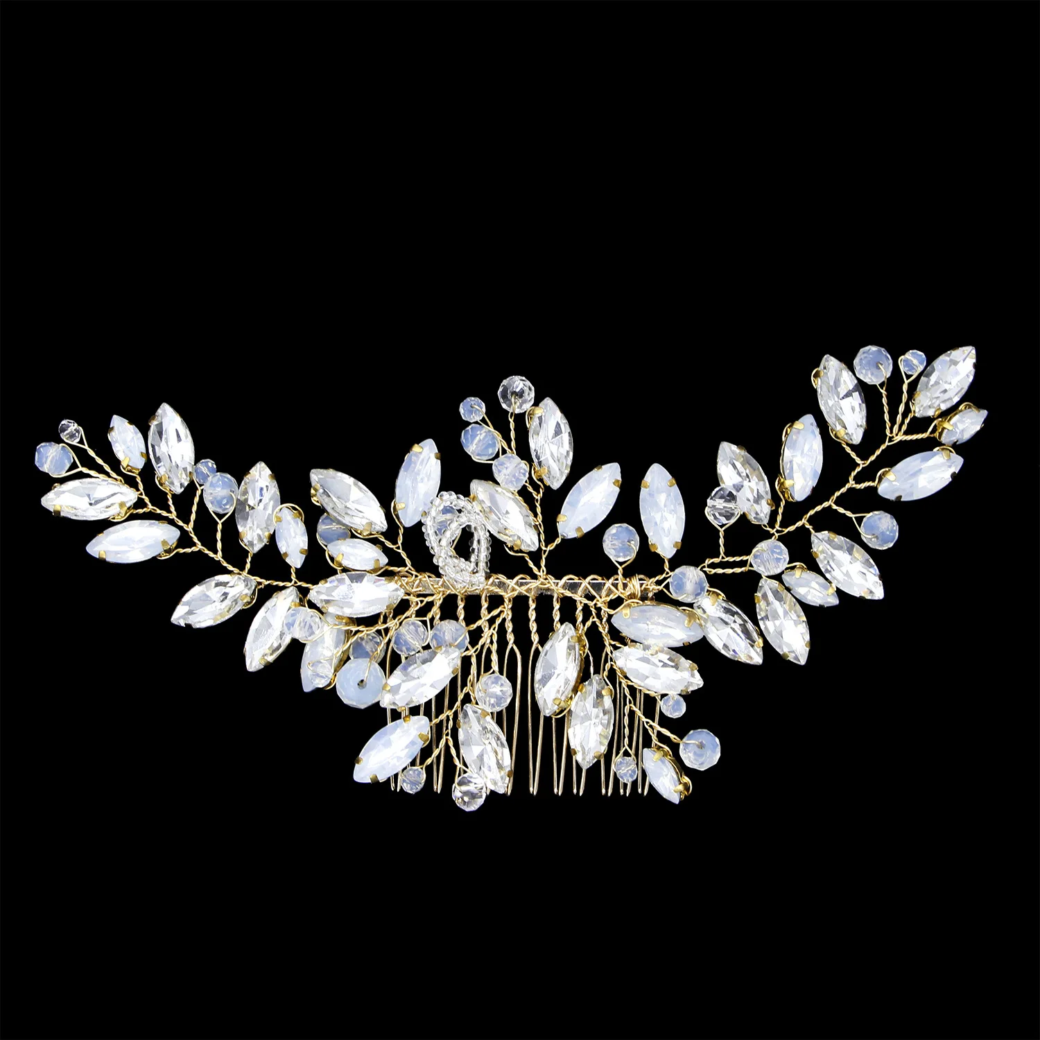 Luxury Bridal Leaf Hair Combs Rhinestone Hair Accessories for Women New Flower Crystal Princess Traia Headpiece Wedding Jewelry
