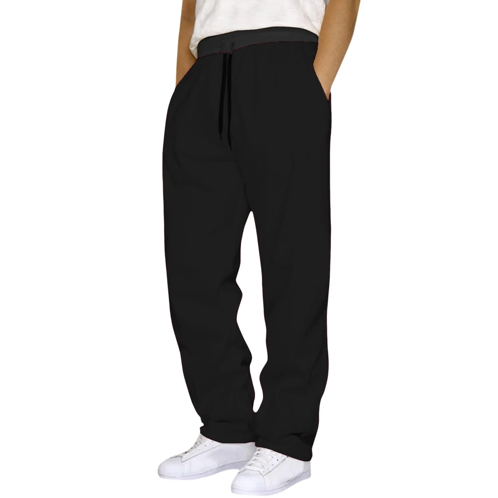 Sweatpants Mens Hip Hop Pants Casual Solid Color Lace Up Workout Pants With Pocket Sportswear Streetwear Tracksuit Men Clothing