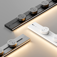 Track Socket Wall Outlet Surface Mounted Romovable Rail Induction Wall Light with USB Type-C UK US EU UN Standard Plug Adapter